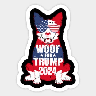 Woof For Trump Election America Usa Dog 2024 Sticker